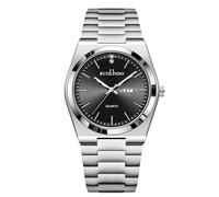 RORIOS Orologio Quartz Uomo Visualizzazione Giorno-Data Cinturino Acciaio Inossidabile Tono Oro Rosa-Argento Orologioes per Ufficio/Casual/Outdoor Watches Argento puro nero