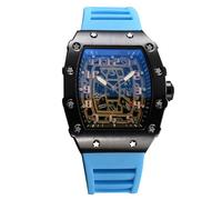RORIOS Orologio Quarzo da Uomo Orologi da Polso Moda Tonneau Orologi Luminosi Analogico Orologi Casual Sportivo con Calendario Nero Blu B