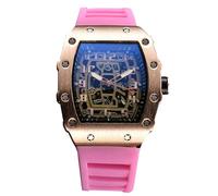 RORIOS Orologio Quarzo da Uomo Orologi da Polso Moda Tonneau Orologi Luminosi Analogico Orologi Casual Sportivo con Calendario Rosa