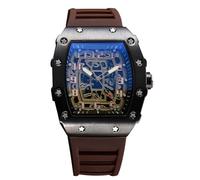 RORIOS Orologio Quarzo da Uomo Orologi da Polso Moda Tonneau Orologi Luminosi Analogico Orologi Casual Sportivo con Calendario Nero Caffè