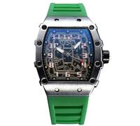 RORIOS Orologio Quarzo da Uomo Orologi da Polso Moda Tonneau Orologi Luminosi Analogico Orologi Casual Sportivo con Calendario Argento Verde