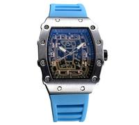 RORIOS Orologio Quarzo da Uomo Orologi da Polso Moda Tonneau Orologi Luminosi Analogico Orologi Casual Sportivo con Calendario Argento Blu B