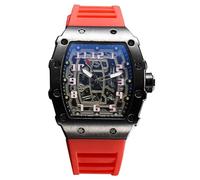 RORIOS Orologio Quarzo da Uomo Orologi da Polso Moda Tonneau Orologi Luminosi Analogico Orologi Casual Sportivo con Calendario Nero Rosso