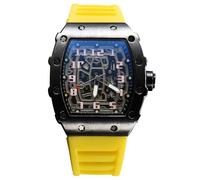 RORIOS Orologio Quarzo da Uomo Orologi da Polso Moda Tonneau Orologi Luminosi Analogico Orologi Casual Sportivo con Calendario Nero Giallo