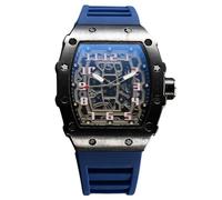 RORIOS Orologio Quarzo da Uomo Orologi da Polso Moda Tonneau Orologi Luminosi Analogico Orologi Casual Sportivo con Calendario Nero Blu A