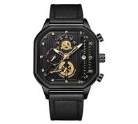 RORIOS Orologio Quarzo da Uomo Orologio da Polso Moda Quadrato Orologio Multifunzione Cronografo Orologio Luminosi Analogico Orologio Acciaio Inossidabile Oro A