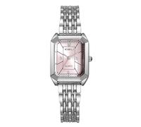 RORIOS Orologio Rettangolare Donna Orologioes polso in Acciaio Inossidabile alla Moda Orologio al Quarzo Elegante Watch da Abito Casual Argento rosa