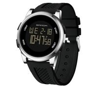 RORIOS Orologio Semplice Elettronico Orologio da Polso Digitale da Uomo Orologio Multifunzione Sportivo Orologio Casual Impermeabile Cinturino in Silicone Nero Argento A