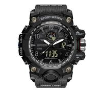 RORIOS Orologio Sportivo Coppia Orologio da Polso Elettronico Doppio Display Orologio Digitale Quarzo Orologio Multifunzione Militare per Uomo Impermeabile Nero A