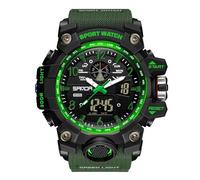 RORIOS Orologio Sportivo Coppia Orologio da Polso Elettronico Doppio Display Orologio Digitale Quarzo Orologio Multifunzione Militare per Uomo Impermeabile Army Green