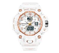 RORIOS Orologio Sportivo Coppia Orologio da Polso Elettronico Doppio Display Orologio Digitale Quarzo Orologio Multifunzione Militare per Donna Impermeabile Oro Bianco