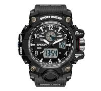 RORIOS Orologio Sportivo Coppia Orologio da Polso Elettronico Doppio Display Orologio Digitale Quarzo Orologio Multifunzione Militare per Uomo Impermeabile Nero B
