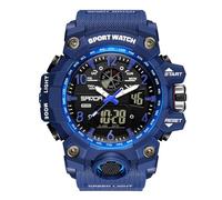 RORIOS Orologio Sportivo Coppia Orologio da Polso Elettronico Doppio Display Orologio Digitale Quarzo Orologio Multifunzione Militare per Uomo Impermeabile Blu