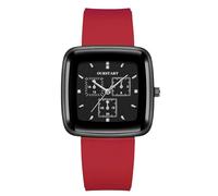 RORIOS Orologio Unisex Cronografo Analogico al Quarzo Orologies Quadrati con Cinturino in Silicone Moda Sportivo Impermeabile Watches Rosso