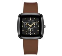 RORIOS Orologio Unisex Cronografo Analogico al Quarzo Orologies Quadrati con Cinturino in Silicone Moda Sportivo Impermeabile Watches Marrone