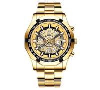 RORIOS Orologio Uomo Acciaio Inossidabile Impermeabile Orologioes Analogico con Quadrante di Stile & Cinturino Durabile Classico Versatile per Uso Quotidiano & Riunioni d'Affari D'oro