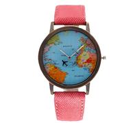 RORIOS Orologio Uomo alla Moda Analogico Quadrante Mappa del Mondo Custodia in Metallo Leggera con Opzioni Multicolori Orologioes Quotidiano di Stile Rosso