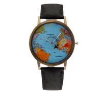 RORIOS Orologio Uomo alla Moda Analogico Quadrante Mappa del Mondo Custodia in Metallo Leggera con Opzioni Multicolori Orologioes Quotidiano di Stile Nero