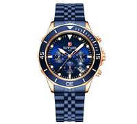 RORIOS Orologio Uomo Analogico Quarzo Orologio Cinturino in Acciaio Inossidabile Calendario Cronografo Business Orologio per Uomo