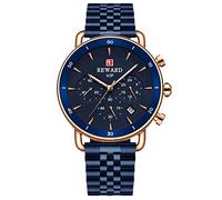 RORIOS Orologio Uomo Analogico Quarzo Orologio Cinturino in Acciaio Inossidabile Orologio da Polso Cronografo Business Orologio per Uomo