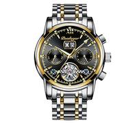 RORIOS Orologio Uomo Automatico Meccanico Orologio con Cinturino in Acciaio inossidabile Luminoso Moda Orologio Tourbillon Impermeabile Orologio da Polso