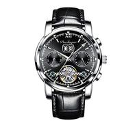 RORIOS Orologio Uomo Automatico Meccanico Orologio con Cinturino in Pelle Orologio Luminoso Pointer Impermeabile Tourbillon Orologio da Polso