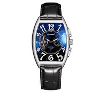 RORIOS Orologio Uomo Automatico Meccanico Orologio Da Polso Quadrante Scheletro Orologi con Cinturino in Pelle Tourbillon Orologi
