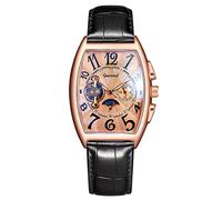 RORIOS Orologio Uomo Automatico Meccanico Orologio Da Polso Quadrante Scheletro Orologi con Cinturino in Pelle Tourbillon Orologi