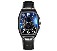 RORIOS Orologio Uomo Automatico Meccanico Orologio Da Polso Quadrante Scheletro Orologi con Cinturino in Pelle Tourbillon Orologi