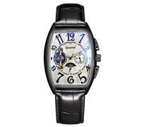 RORIOS Orologio Uomo Automatico Meccanico Orologio Da Polso Quadrante Scheletro Orologi con Cinturino in Pelle Tourbillon Orologi