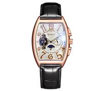 RORIOS Orologio Uomo Automatico Meccanico Orologio Da Polso Quadrante Scheletro Orologi con Cinturino in Pelle Tourbillon Orologi
