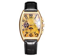 RORIOS Orologio Uomo Automatico Meccanico Orologio Da Polso Quadrante Scheletro Orologi con Cinturino in Pelle Tourbillon Orologi