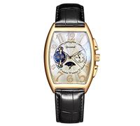 RORIOS Orologio Uomo Automatico Meccanico Orologio Da Polso Quadrante Scheletro Orologi con Cinturino in Pelle Tourbillon Orologi