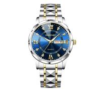 RORIOS Orologio Uomo con Cinturino in Acciaio Inossidabile Quadrante Luminoso Funzione Data Orologio da Polso Elettrico Quartz Business Casual per Padre Marito Compleanno Blu