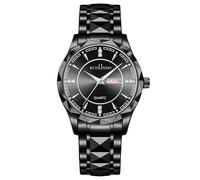 RORIOS Orologio Uomo con Cinturino in Acciaio Inossidabile Quadrante Luminoso Funzione Data Orologio da Polso Elettrico Quartz Business Casual per Padre Marito Compleanno Tutto nero