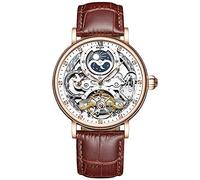 RORIOS Orologio Uomo Impermeabile Automatico Meccanico Orologio Cinturino in Pelle Tourbillon Orologio da Polso Moda Orologi da Uomo