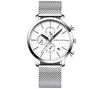 RORIOS Orologio Uomo Impermeabile Quarzo Orologio Cinturino in Acciaio Inox d'affari Cronografo Orologio da uomo Classico Orologio da Polso