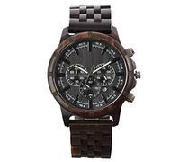 RORIOS Orologio Uomo in Legno Impermeabile Analogico Al Quarzo Orologio Cronografo Naturel Retro Orologio da Polso per Uomo