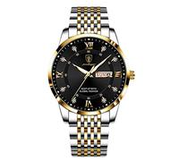 RORIOS Orologio Uomo Luminoso Calendario Orologio Analogico al Quarzo Orologio con Cinturino in Acciaio Inox Diamanti Orologio da Polso per Uomo