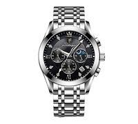 RORIOS Orologio Uomo Luminoso Moda Orologio Analogico al Quarzo Orologio con Cinturino in Cinturino in Acciaio Inox Impermeabile Orologio da Polso per Uomo