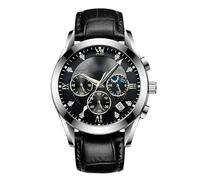 RORIOS Orologio Uomo Luminoso Moda Orologio Analogico al Quarzo Orologio con Cinturino in Pelle Impermeabile Orologio da Polso per Uomo