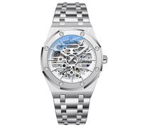 RORIOS Orologio Uomo Meccanico Automatico Orologi da Polso Luminoso Pointer con Cinturino in Acciaio Inossidabile Quadrante Scheletro Orologio