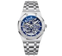 RORIOS Orologio Uomo Meccanico Automatico Orologi da Polso Luminoso Pointer con Cinturino in Acciaio Inossidabile Quadrante Scheletro Orologio