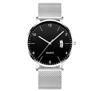 RORIOS Orologio Uomo Minimalista Ultra Sottile Quarzo Con Funzione Data Bracciale Rete Acciaio Inossidabile Casual Business Uso Quotidiano Argento
