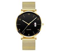 RORIOS Orologio Uomo Minimalista Ultra Sottile Quarzo Con Funzione Data Bracciale Rete Acciaio Inossidabile Casual Business Uso Quotidiano D'oro
