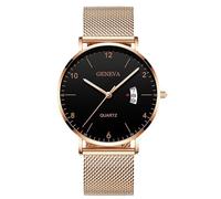 RORIOS Orologio Uomo Minimalista Ultra Sottile Quarzo Con Funzione Data Bracciale Rete Acciaio Inossidabile Casual Business Uso Quotidiano Oro rosa