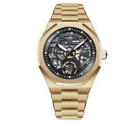 RORIOS Orologio Uomo Orologio Analogico al Quarzo con Cinturino in Acciaio Inox Quadrante Scheletro Uomo da Polso