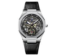 RORIOS Orologio Uomo Orologio Analogico al Quarzo con Cinturino in Pelle Quadrante Scheletro Uomo da Polso