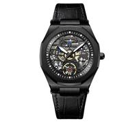 RORIOS Orologio Uomo Orologio Analogico al Quarzo con Cinturino in Pelle Quadrante Scheletro Uomo da Polso