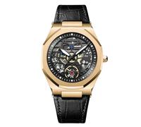 RORIOS Orologio Uomo Orologio Analogico al Quarzo con Cinturino in Pelle Quadrante Scheletro Uomo da Polso